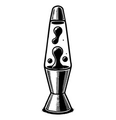 Wall Mural - lava lamp engraving black and white outline