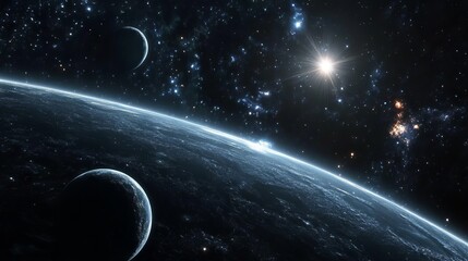 Wall Mural - vibrant outer space background with stunning nebulae, twinkling stars, and galactic clouds in deep c