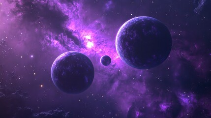 Wall Mural - high-resolution purple galaxy space background featuring vibrant planets and twinkling stars for dig