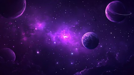 Wall Mural - high-resolution purple galaxy space background featuring vibrant planets and twinkling stars for dig