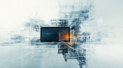Poster - Abstract representation of technology and digital data flow.