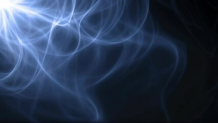 Wall Mural - abstract blue smoke or energy waves seamless looping 4k video. motion graphics animation on black ba