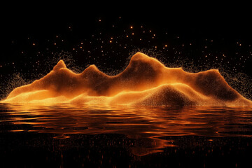 Wall Mural - sound wave visualization concept. music audio frequencies represented as high tech futuristic partic