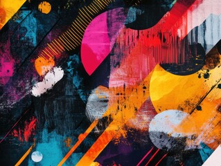 Naklejka na meble Abstract art with textures, bold lines, and vibrant colors creating a striking composition