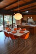 © Media Srock - Mid century modern dining room with orange chairs