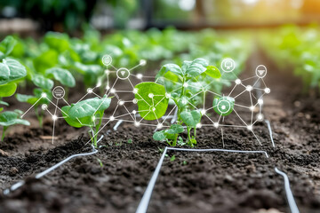 Poster - Smart farming technology monitoring plant growth in soil.