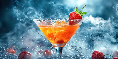 Wall Mural - Martini glass with a strawberry on top