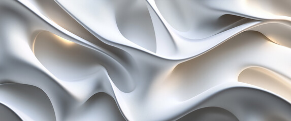 Wall Mural - white and silver fluid abstract art with subtle lighting