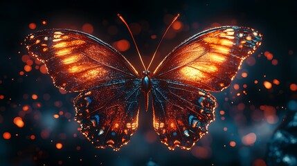 Wall Mural - Glowing Embers Butterfly A Fiery Digital Art Piece.