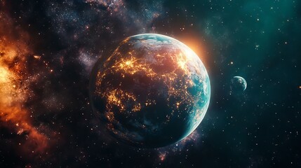 Wall Mural - stunning high-quality 8k space background featuring vibrant planets, cosmic nebulae, and starry gala
