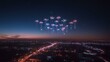 © zen - A drone show in the sky displaying 2024 transitioning into 2025 with dazzling light formations