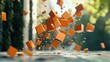 © zeitgenstd - Geometric shapes resembling falling tiles, dynamic motion blur