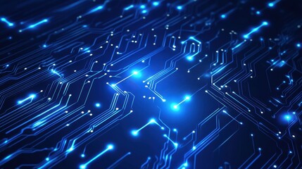 Aufkleber - Abstract Blue Illuminated Circuit Board Design