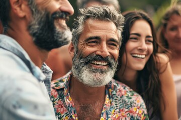 Wall Mural - Group of diverse friends having fun together. Group of people bonding and having fun outdoors.