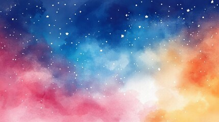 vibrant cosmic watercolor vector illustration of a colorful space background with stars, nebulas, an