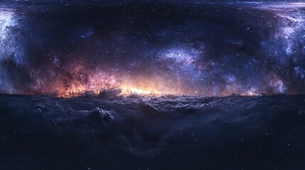 Wall Mural - 360-degree equirectangular space background featuring vibrant nebula and stars – hdri spherical panorama for environment mapping and 3d rendering
