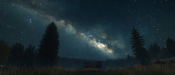 Wall Mural - Breathtaking view of the milky way galaxy stretching across the night sky over a remote mountain landscape