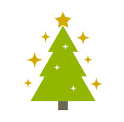 Wall Mural - christmas tree icon with stars on transparent background. png illustration.