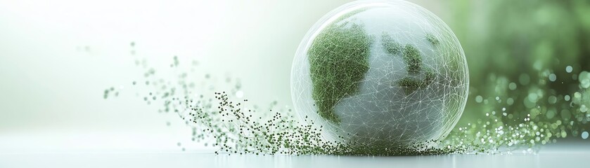 Aufkleber - 3D digital Earth with a network of glowing connections and data points, symbolizing global technology and unity, isolated on a clean white background