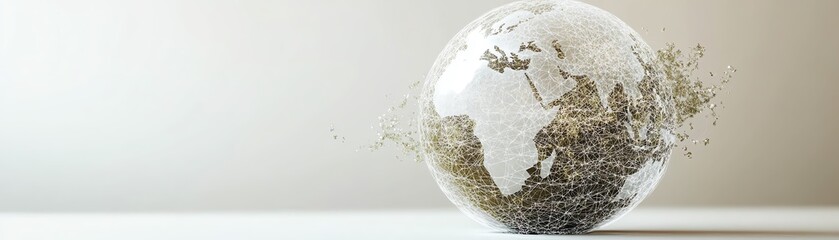 Aufkleber - 3D digital Earth with a network of glowing connections and data points, symbolizing global technology and unity, isolated on a clean white background