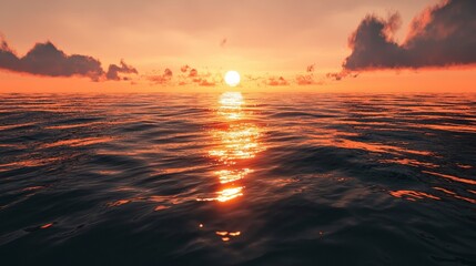 Poster - Sunset glow over ocean waves seaside scenic photography natural environment wideangle perspective serene beauty