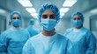 © WIrul - Medical professionals in blue scrubs and masks focus in a hospital corridor, showcasing teamwork and dedication to patient care in healthcare environment