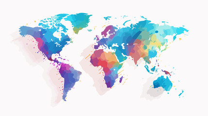  Colorful Abstract World Map Cartoon Vector Illustration for Educational Purposes