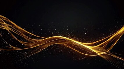 Wall Mural - Abstract glowing lines elegant bokeh and golden light effect on dark background. Celebration concept, 4k High-Quality Wallpaper Background Animation Video