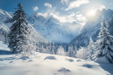 Wall Mural - winter landscape in the mountains