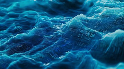 Aufkleber - Dynamic wavelike structure of glowing binary code in virtual ocean digital art deep learning futuristic viewpoint