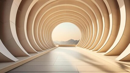 Wall Mural - 3d render of abstract futuristic architecture with empty concrete floor, product and car presentatio
