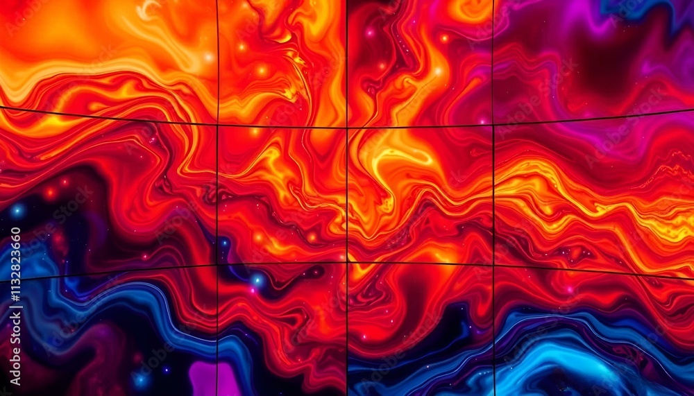 Square Visual Impact Design Dynamic Composition of Colorful Squares in Red, Orange, Yellow, and ...