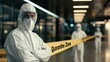 © Rose on Lens - A medical professional stands in a quarantine zone, wearing protective gear, symbolizing safety and vigilance during a health crisis.