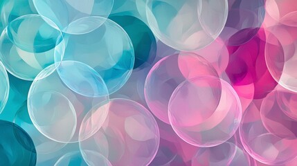 Aufkleber - Translucent pastel circles overlapping in soft shades abstract digital art for a calm aesthetic