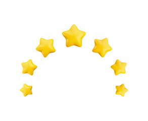 Wall Mural - vector cartoon 3d seven gold stars arc. realistic 3d render game achievements concept on white backg