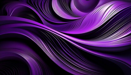 Wall Mural - black purple abstract background with wavy lines and curves in the center of the image with a black background and a purple background with a white border