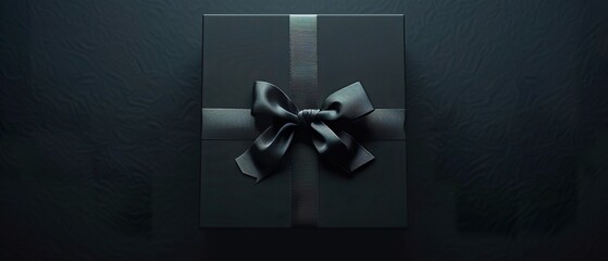 Wall Mural - Elegant Gift Box on Black Background: Perfect for Holiday or Festive Designs