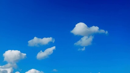 Sticker - The sky is blue with many clouds. The clouds are white and fluffy. The sky is clear and bright