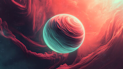 Wall Mural - Explore the captivating cosmic scene illuminated by an orange glow.