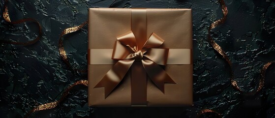 Wall Mural - Luxurious Wrapped Gift Box on Black Background: Perfect for Holiday or Special Occasion Marketing