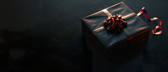 Wall Mural - Luxurious Gift Box on Black Background: Premium Packaging Design for High-End Products