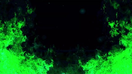 Wall Mural - background of mystical green flames burning