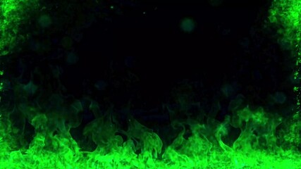 Wall Mural - background of mystical green flames burning