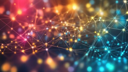 Fototapete - Abstract network of colorful lights representing connections and data flow.