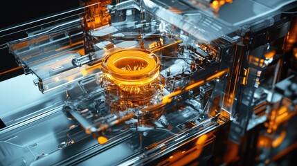 Canvas Print - A detailed view of the internal mechanism of an X-ray machine, capturing the technology in use.