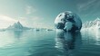 © Suphawan - A half-submerged Earth in water, with the surface covered in icebergs melting rapidly.