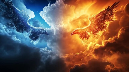 Wall Mural - versus wallpaper, heaven and hell, good vs evil, light and darkness background, for match competition