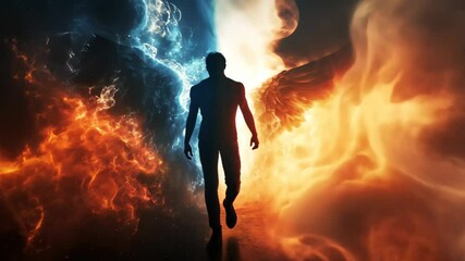 Wall Mural - versus wallpaper, heaven and hell, good vs evil, light and darkness background, for match competition