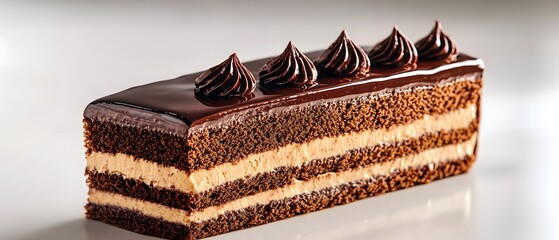 Wall Mural - A decadent chocolate cake layered with cream and topped with chocolate frosting.