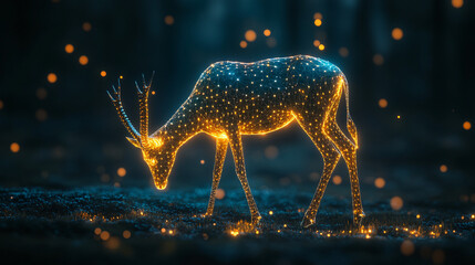 Wall Mural - A digital antelope icon glowing with grazing behavior data, symbolizing online wildlife tracking platforms, habitat conservation tools, and ecological research initiatives.  